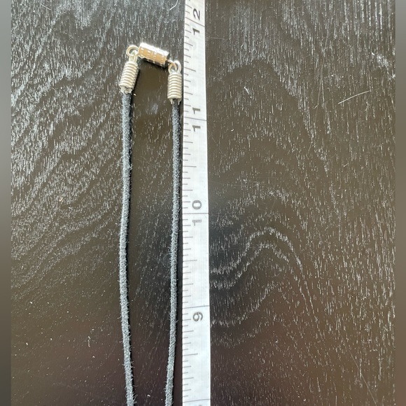 Black cord turquoise loops jewelry necklace - Picture 9 of 9